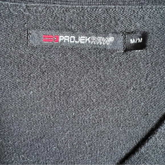 PROJEK RAW BLACK LONG SLEEVE V-NECK SWEATER WITH BUTTONS SIZE M - Picture 6 of 6